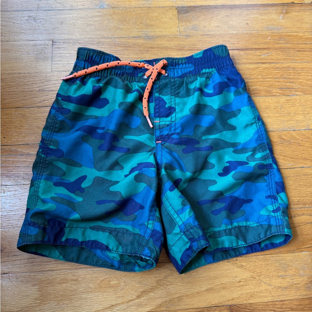 GAP Blue and Green Camo Swim Trunks Vibrant Design